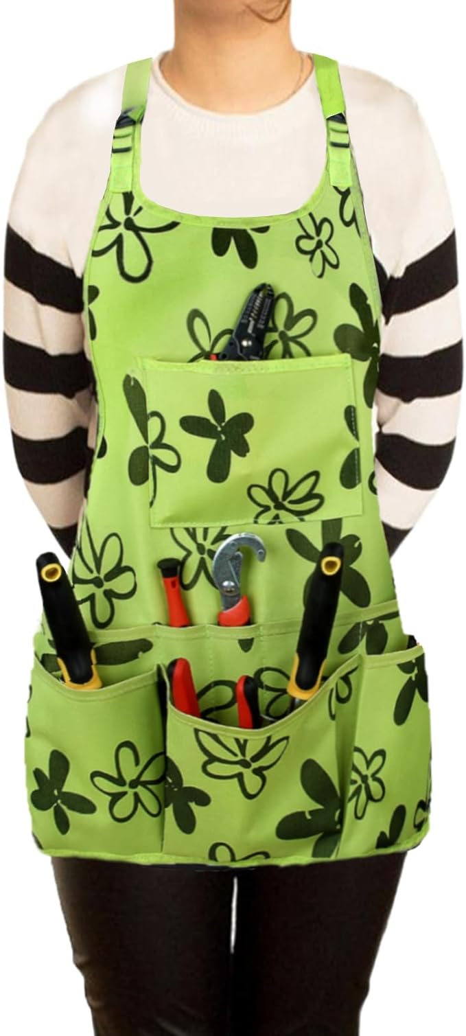 PATILWON Gardening Apron with Large Pockets for Women, 14 Pockets Waterproof Tool Apron, Work Apron Heavy Duty, Size M to XL