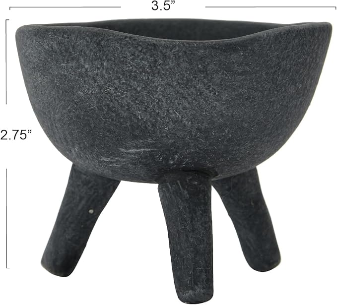 Creative Co-Op Boho Terracotta Footed Planter, Matte Black