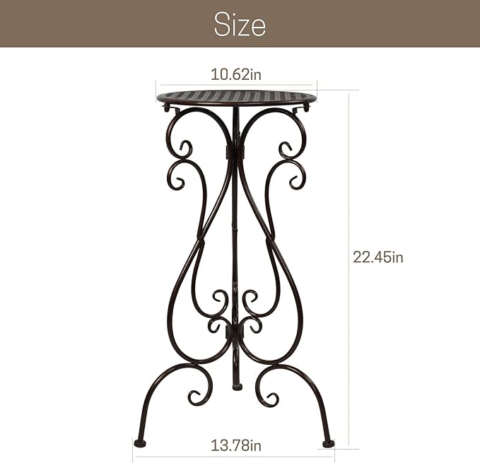 2 Pack Plant Stands Indoor Outdoor, Metal Flower Pot Holder 22.5 inch Tall, Heavy Duty Pedestal Plants Stand for Patio Garden Porch Corner Balcony, Brown