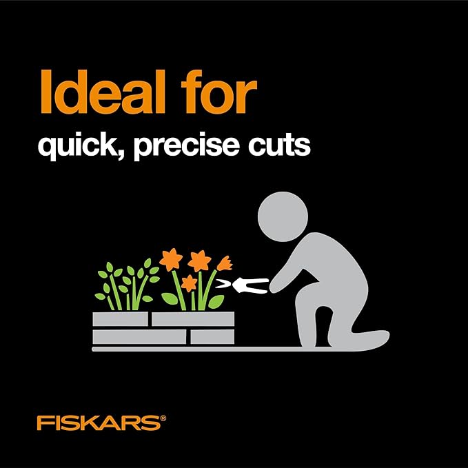 Fiskars Pruning Snips - 6" Garden Shears with Comfort Grip and Spring Action - Sharp and Precise Non-Stick Steel Blades - Quality Pruning Shears for Plants in Grow Tents and Hydroponics - 2 Pack