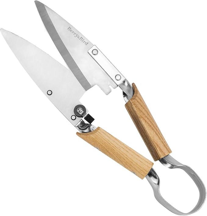 Berry&Bird Hand Shears, Single Bow Straight for Wool Sheep Shear for Alpaca, Pet, and Horse Shearing, Stainless Steel Large Grass Scissors for Cutting, Gardening, Pruning, and Trimming - 11.8'' Long