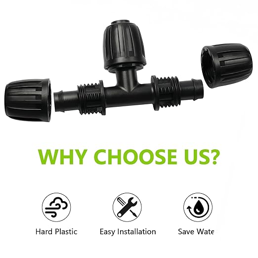 13 Pcs Drip Irrigation Fittings Tee 1/2 Inch, In-Line Barbed Tee Connector For 1/2 Inch Drip Tubing (0.60"-0.65" OD) Drip Line 3 Way T Parts