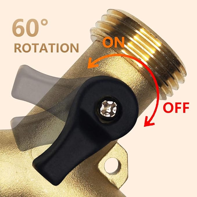 HQMPC Hose Splitter Garden Hose Y Valve 2 Way Valve Brass Y Valve Water Outdoor Garden Hose Adapter 2 Way Y Valve Y Hose Adapter Garden Faucet Y Valve +3/4" GHT Thread Extra 4 Presure washers