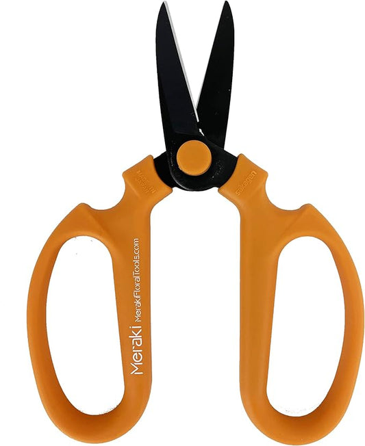 Flower & Garden Scissors With Black Blades 7.0 Inch, Ornithogalum (Orange)