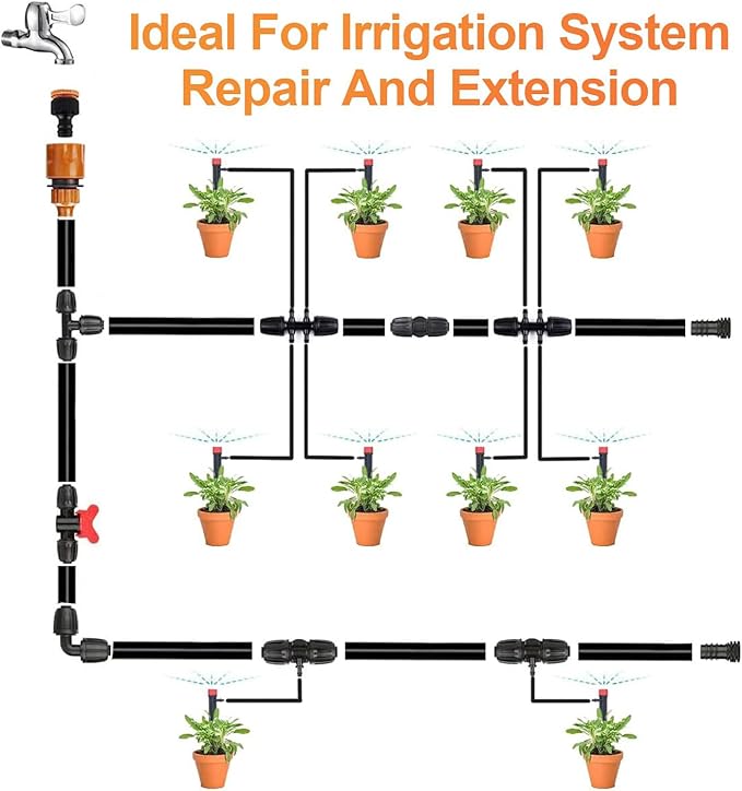 10Pcs Drip Switch Valve, In Line Barb Switch Valve for 1/2 Inch Drip Pipe (1/2" ID x0.64'' OD), Leak-Proof Direct Irrigation Component for Garden Systems