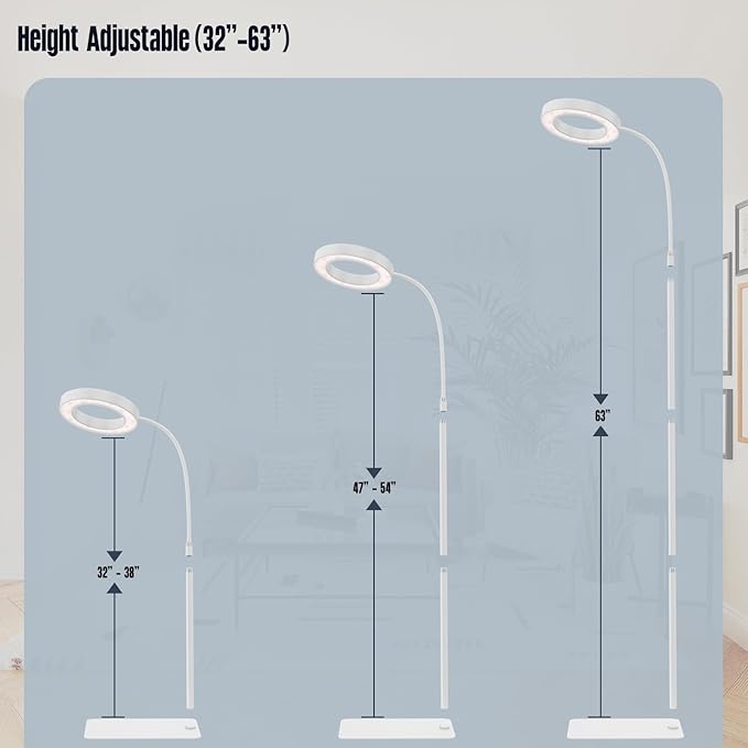 GLOWRIUM Indoor Grow Light, 20 Watt Full Spectrum LED Plant Growth Light with Stand, Adjustable Height with Timer 3/9/12 hrs, White LED Plant Lamp