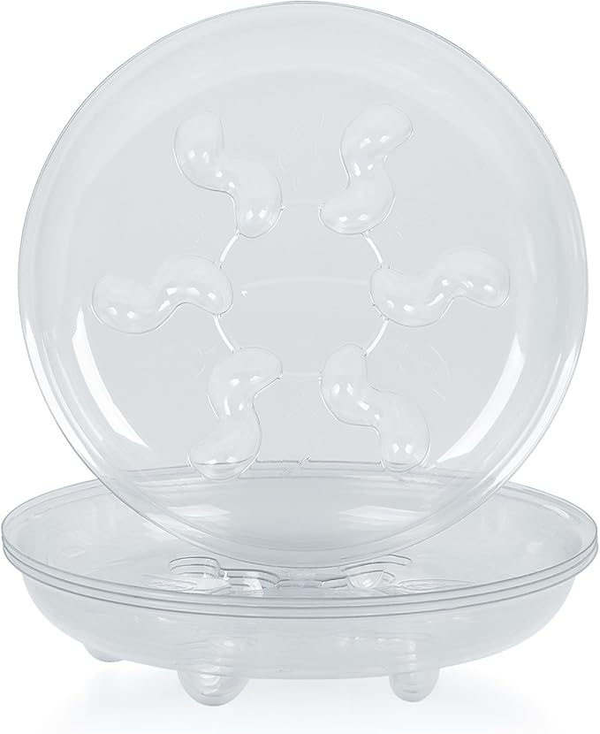 Idyllize 5 Pieces of 12 inch, Clear Thick Plastic Heavy Duty Sturdy Plant Saucer Drip Trays for pots (12")
