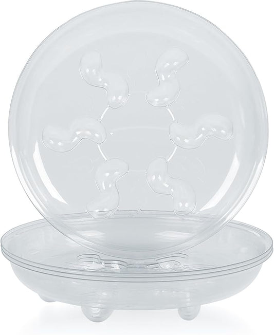 Idyllize 5 Pieces of 8 inch Clear Thick Plastic Heavy Duty Plant Sturdy Saucer Drip Trays for pots (8")