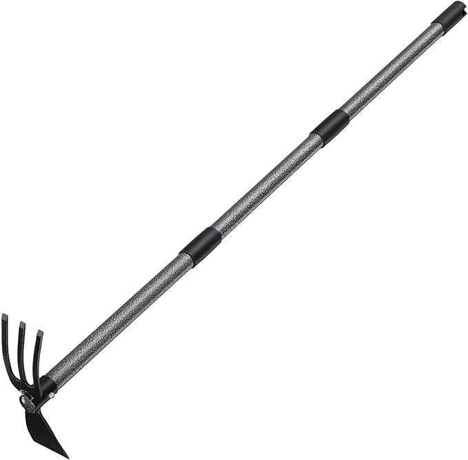 Hoe Garden Tool, Hoe Cultivator 2 in 1 Weeding Tools - 45" Long Handle Stand Up Weeder Hand Tiller, Heavy Duty Weeding Rake for Flower Beds Yard Lawn Gardening Digging Planting