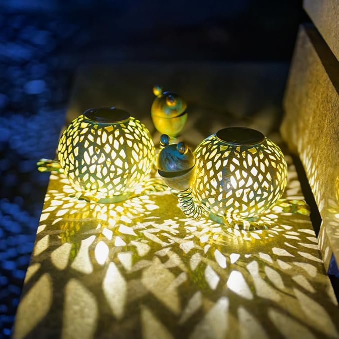 2 Pack Turtle Solar Lanterns Outdoor Waterproof, Metal Table Tortoise Solar Lantern with LED Light for Patio Pathway Garden Decor