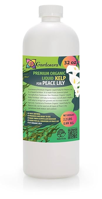 Organic Peace Lily Elixir by Gardenera - 32 oz - Premium Liquid Kelp Fertilizer for Enhancing Peace Lily Growth
