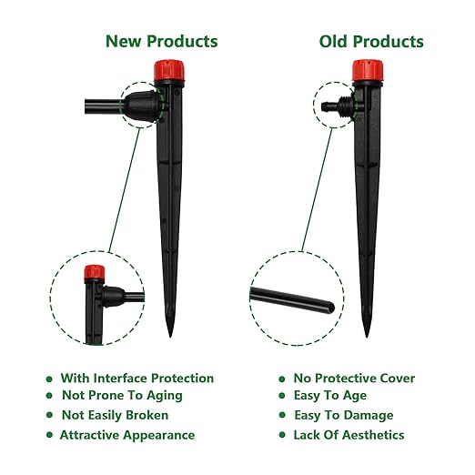 50 Pieces Drip Irrigation Emitters, Adjustable 360 Degree Drip Stream Emitters on 5" with Stake for 1/4" Drip Irrigation Tubing Irrigation 8 Hole Stream Drippers for Garden Watering System