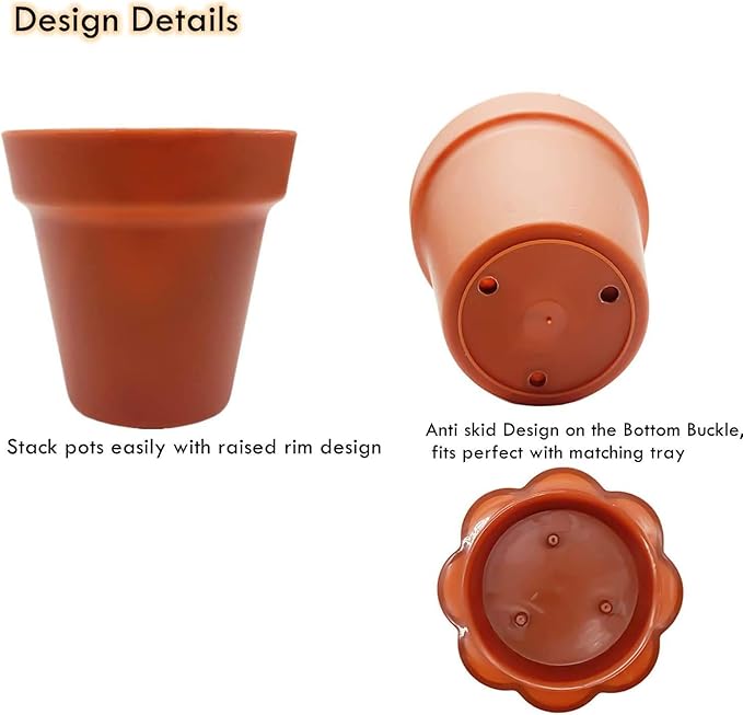 50 Packs Cupcake Plant Nursery Pots with Humidity Dome- Planting Containers Cups- Small Flower Pots with Trays & Lids for Indoor Outdoor Seedling Succulent Vegetable (Wine Red)