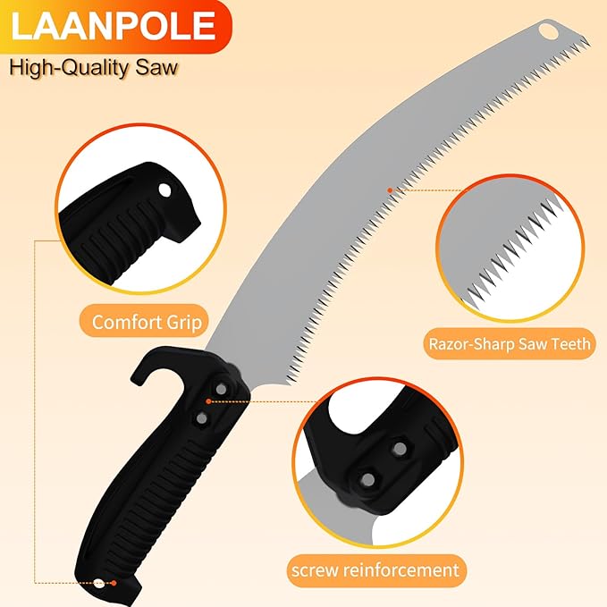 26FT Pole Saw, Telescoping Pole Saws for Tree Trimming, Extendable Tree Pruner for Backyard and Garden, Manual Pole Saw Tree Trimmer with 5-20FT Extension Pole