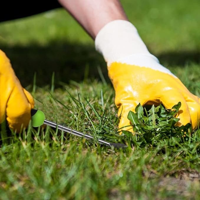 2 Pack Garden Hand Weeder Tool with Ergonomic Handle, Stainless Steel Garden Lawn Weed Puller