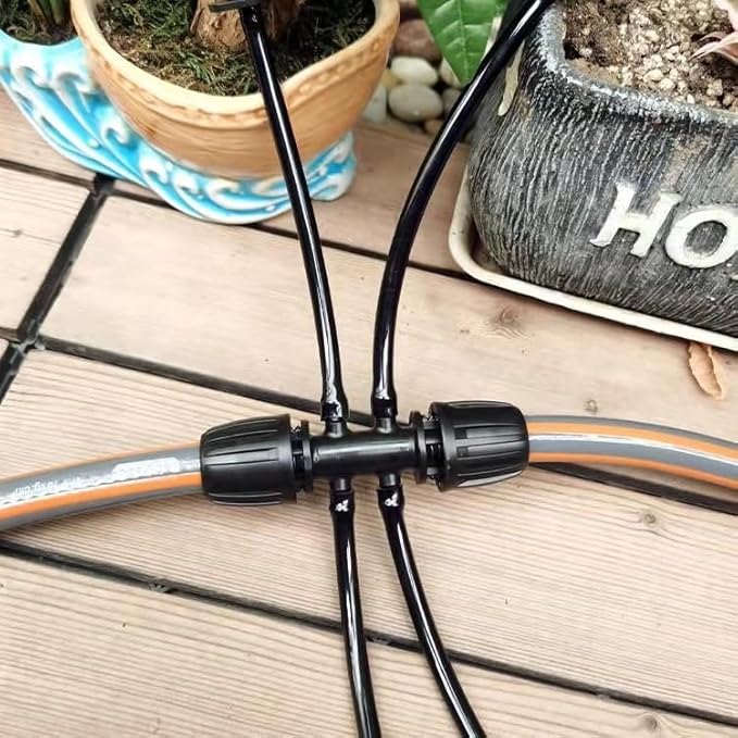 Drip Irrigation Fittings Kit for 1/2 Inch Tubing -18 Pieces Set- 3 Tees,3 Switch Valves,3 T Connectors,2 Elbows,3pcs 1/2" to 1/4" tubing Reducers,4 End Cap, Barbed Locked Nuts Connectors
