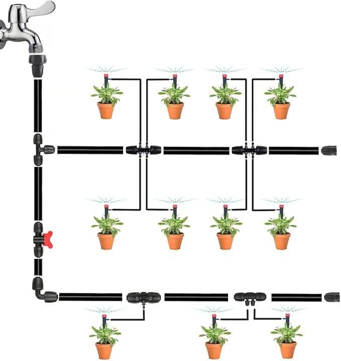 Drip Irrigation Parts for 1/2" Drip Tubing to 1/4" Irrigation Tubing, Drip Irrigation Fittings Anti-Drop Locked Barbed Reducing 4 Way-Pack of 10