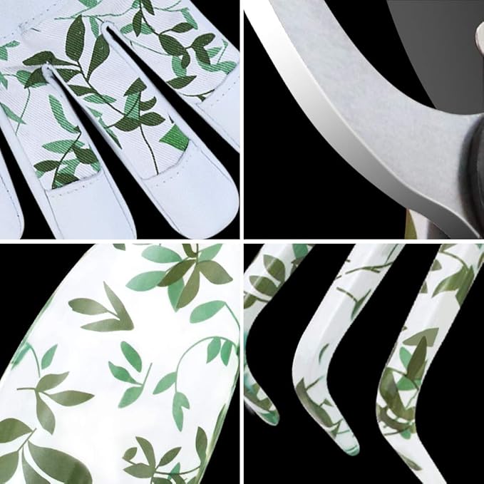 Leather Gardening Gloves with 2Pcs Garden Tools and 1Pc Pruning Shear for Men and Women, Medium Size