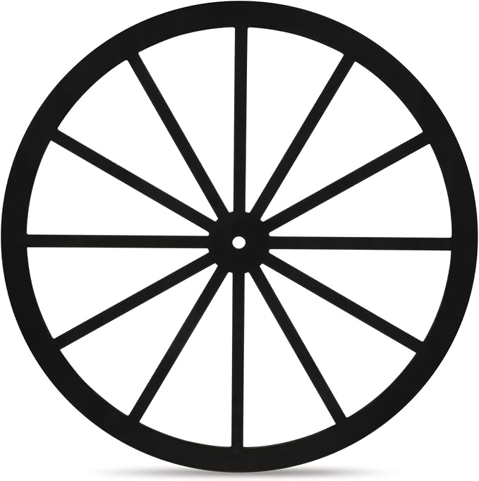 Wood Wagon Wheel Decorative Old Western Style Wagon Wheel Decor Vintage Rustic Wall Hanging Wood Cartwheel Decor for Garden Bar Patio Garage Farmhouse(30 Inch,Black)