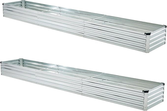 10x2x1ft(2 Pack) Galvanized Raised Garden Bed,Outdoor Planter Box Metal Patio Kit Planting Bed for Vegetables Flowers and Succulents,Silver