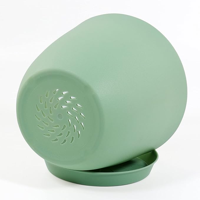 6 Inch Plant Pots, 12 Pack Plastic Planters Modern Flower Pot with Drainage Holes and Saucers for All House Plants, Herbs, Flowers and Seeding Nursery, Colorful