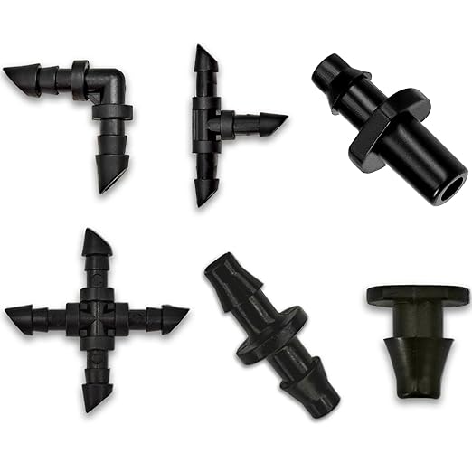 Drip Irrigation Parts, 1/4 Drip Irrigation Fittings Drip Irrigation Kit Drip Line Connectors 1/4 Barbed Connector Drip Irrigation Connectors 1/4 Irrigation Tubing 300 Pcs