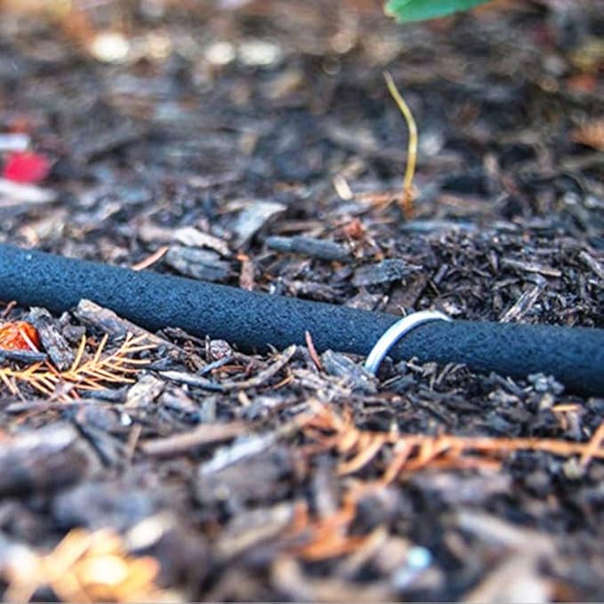 AAGUT 100x Metal Garden Stakes Tent Drip Line Irrigation Stakes,12 Inch Round Top Yard Chicken Wire Staples,Soaker Hose Tubing Spikes Landscape Fabric Staples, Sod Fence Lawn Ground Weed Barrier Pins