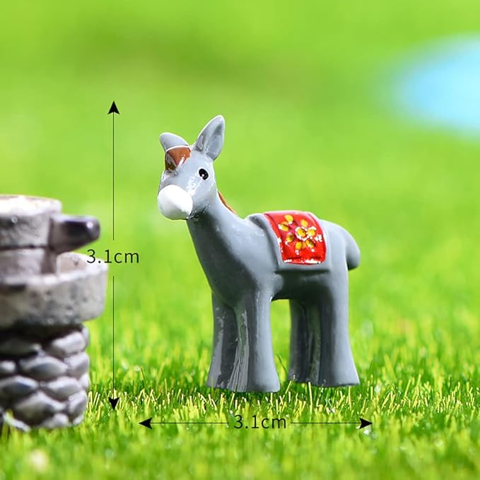 MAOMIA 20pcs Miniature Donkey Figurines Easter Cake Toppers, Mini Donkey DIY Craft Plant Pot Fairy Garden Landscape Decor Ornament