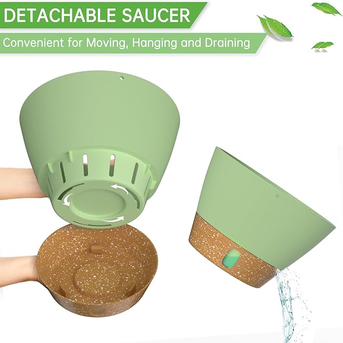 ZMTECH Hanging Planters for Indoor Plants Set of 2 Self Watering Hanging Pots Hanging Baskets Hanging Flower Pots for Outdoor Hanging Plants(10 Inch, Green)