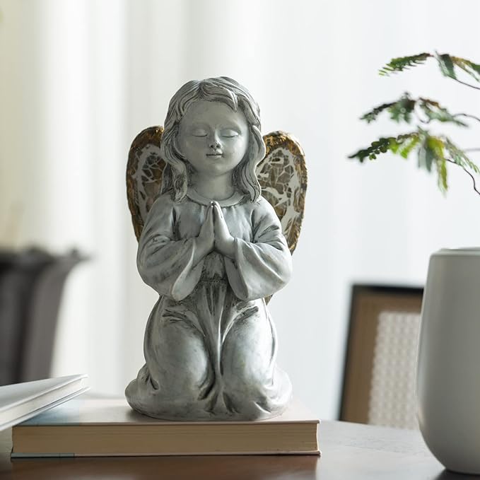Outdoor Decor - Angel Statue, Solar Powered, Praying Angel for Patio, Lawn, Porch