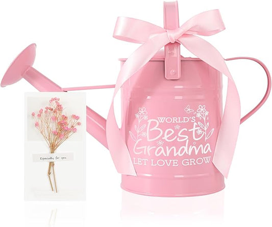Gifts for Grandma, Gardening Gifts for Women,Grandma Gifts from Grandkids, Best Gifts for Grandma, Nana,Mimi,Gigi, Oma, Metal Watering Can for Indoor Plants,1/2 Gallon,Pink ﻿