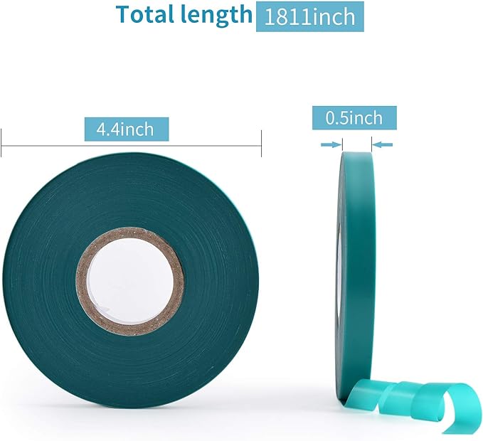 2 Pcs 150 Feet x 1/2" Wide Stretch Tie Tape Green Plant Garden Tie, Garden Vinyl Stake for Branches, Climbing Planters, Flowers