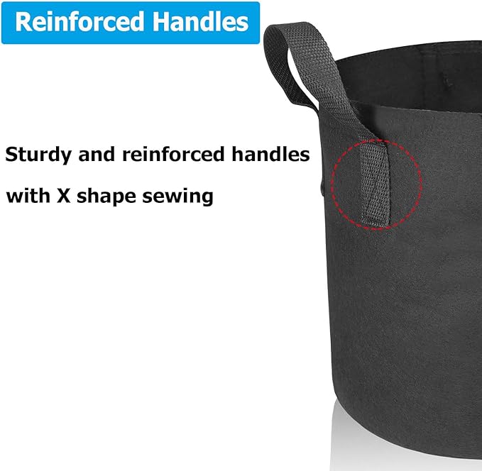 12 Packs 3 Gallon Grow Bags, Heavy Duty 300G Thickened Nonwoven Fabric Plant Pots with Handles