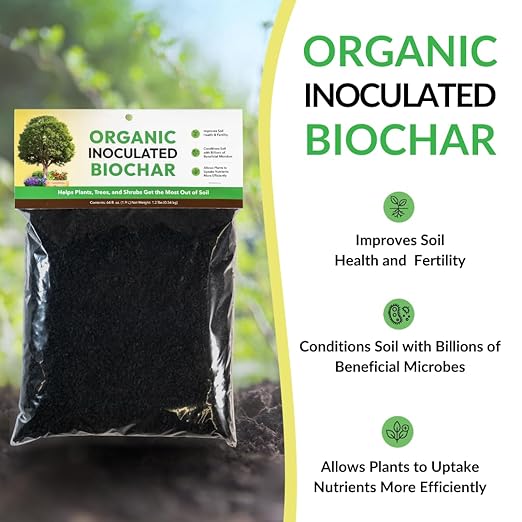Organic Inoculated Biochar: Helps Plants and Trees Get The Most Out of Soil | Allows Plants to Uptake Nutrients More Efficiently | Contains Millions of Soil-Enriching Micro-Organisms | 64oz Bag