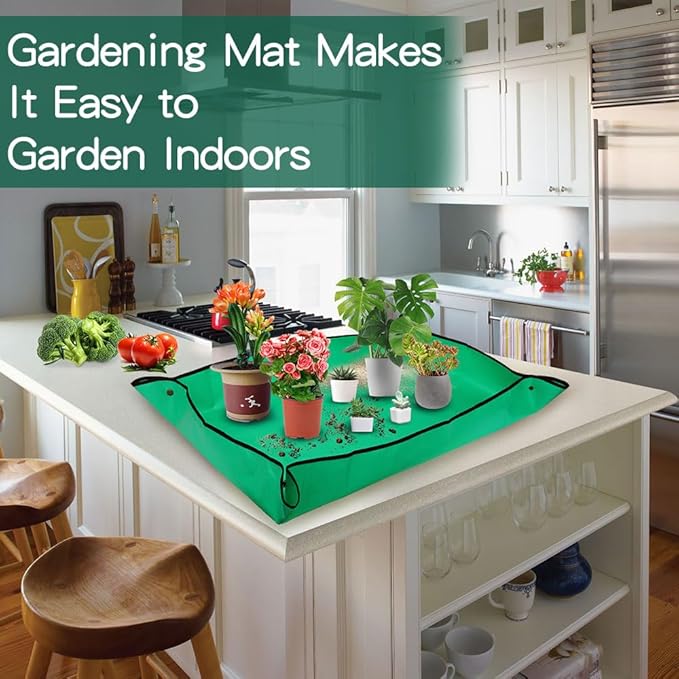 Potting Mat,Gardening Gifts,Repotting Mat,Gardening Hand Tools,Repotting Mat for Indoor Plants,Plant Mat,Gardening Tool Set,Indoor Gardening System,Gardening Gifts(Green 39.75 * 29.5 in)