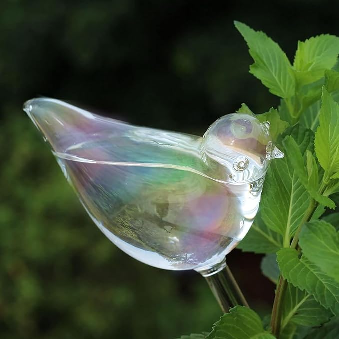 Mkono Plant Self Watering Globes Glass Water Bulbs for Planter Insert, Bird Shape Self Watering Devices Automatic Plant Waterer Spikes for Indoor Outdoor Plants, Gifts for Plant Lovers, 1 Pack