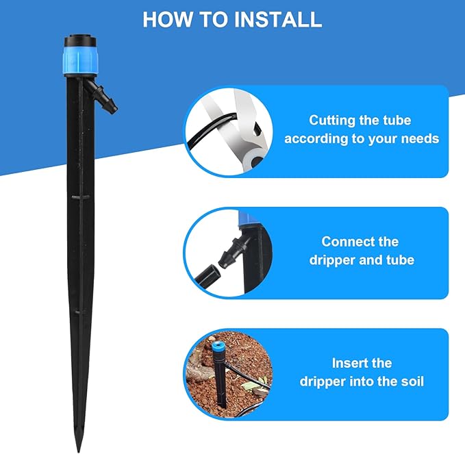 60PCS Drip Irrigation Emitters - Drip Emitters for 1/4 Drip Irrigation Tubing Drip Irrigation Parts Include 30* Emitters Vortex & 30* Emitters Stream Plant Watering Devices for Drip Irrigation System