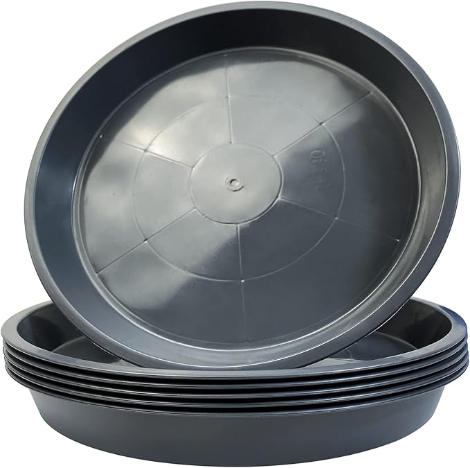 6 Pack Plant Saucer 12 14 16 18 20 22 Inch Plastic Plant Tray, Sturdy and Durable Flower Pot Container Accessories Plant Pot Saucers for Indoor and Outdoor (22 Inch, Gray)