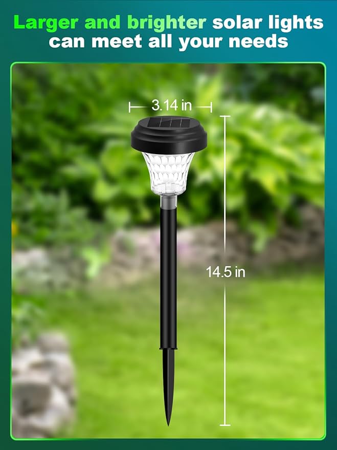 Solar Pathway Lights 8 Pack, Outdoor Solar Yard Lights, RGB Color Changing+Warm White, IP67 Waterproof for Garden Path Backyard Christmas Lawn Landscape Decorative