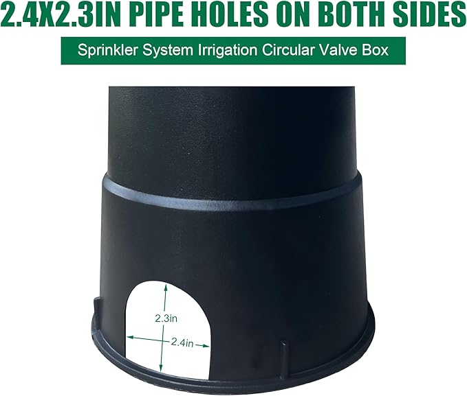 24 Sets Durable PP Valve Boxes-Anti Slip 6 in Sprinkler Valve Box,Plastic Round Irrigation Valve Box for Garden Yard Outdoor Lawn Grassland Ground Farm, Green&Black Water Meter Box