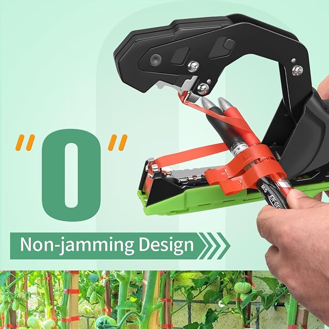 FUNTECK Professional Plant Tying Machine to Bind Tomatoes and Grapes Effortless Garden Tape Tool for Gardeners Farmers, Including Spare SK5 Blade, Garden Tapes and Staples, Green/Black