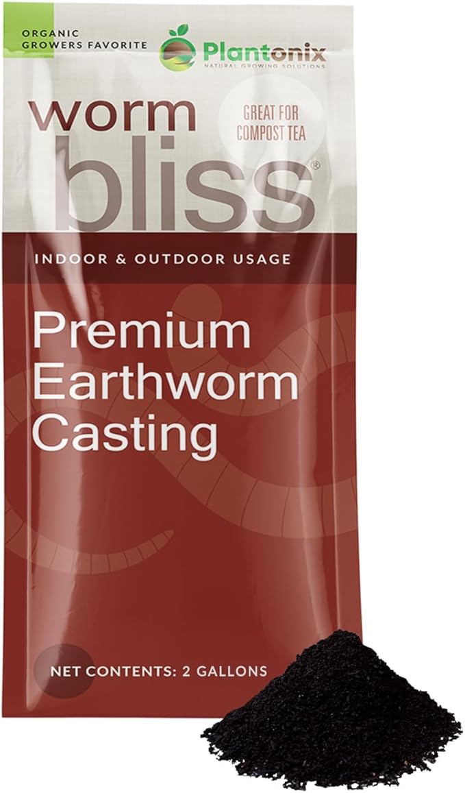 Worm Bliss (2 Gallons) - Organic Worm Castings for Plants - OMRI-Listed Earthworm Castings Worm Fertilizer - Worm Castings Organic Fertilizer for Plants, Potting Soil, Garden Soil, & Seed Starter Soil
