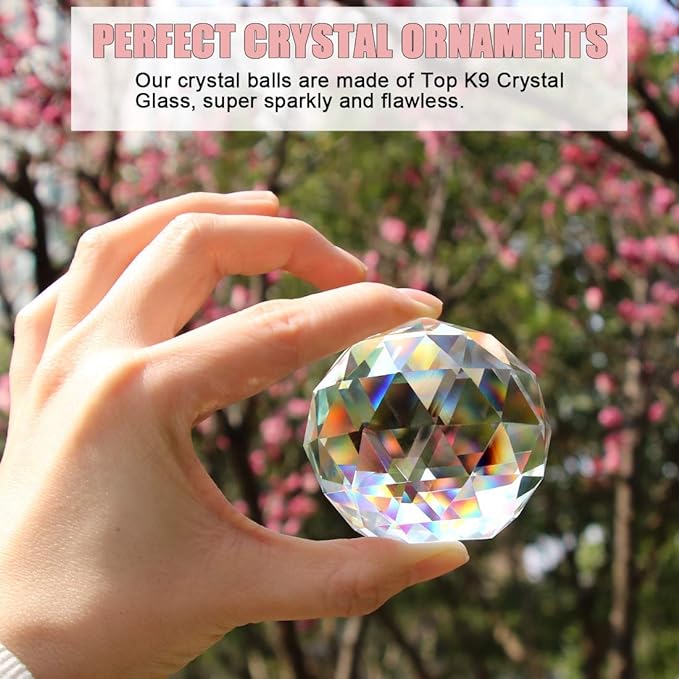 Clear Crystal Ball Prism Window Rainbow Maker Window Prisms Suncatcher for Feng Shui, (60mm /2.4inch)