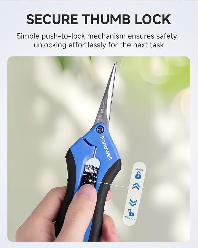 Fondwell 6.5" Garden Shears Trim Scissors: Pruning Shears for Gardening - Ultra Sharp Garden Clippers with Straight Blades