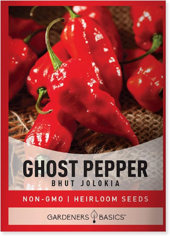 Gardeners Basics, Ghost Pepper Seeds for Planting Spicy Hot - Heirloom Non-GMO Hot Pepper Seeds for Home Garden Vegetables Makes a Great Plant Gift for Gardening