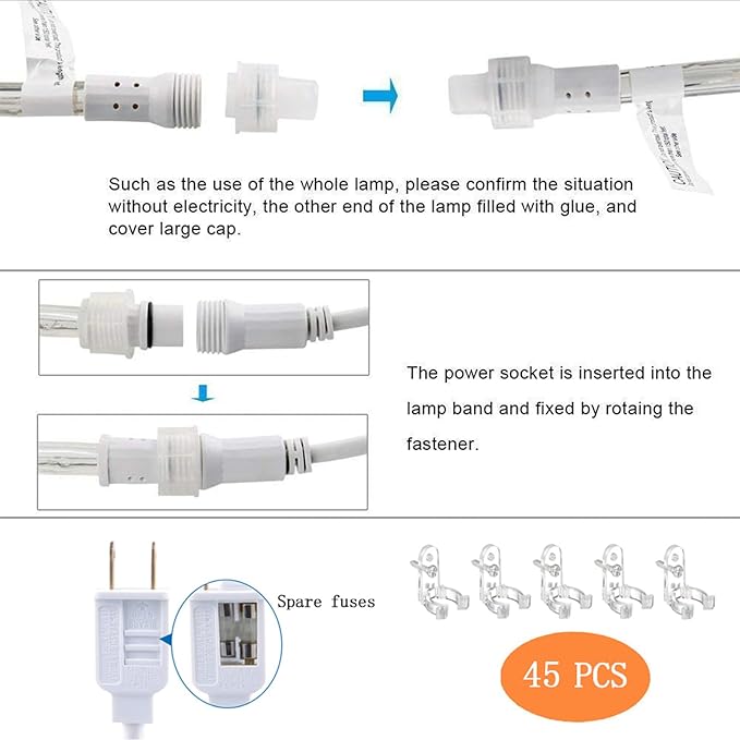 150ft LED Rope Lights Outdoor, 1080 LED Connectable and Flexible Tube Lights with 8 Modes, Waterproof LED Rope Lighting for Garden, Patio, Bedroom, Party, Pool, Indoor Outdoor Decoration (Warm White)