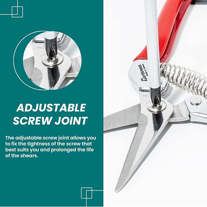 Gardeness Pruning Shear Straight Pruning Snip 2PCS Stainless Steel Florist Scissors, Multi-Tasking Precision Hand Pruner Herb Snips Flower Clippers Bonsai Trimmers Ergonomic Handle Garden shear