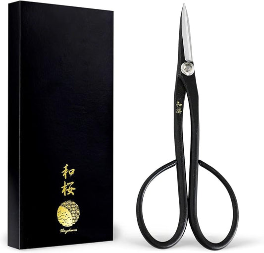 Wazakura Yasugi Steel Satsuki Bonsai Scissors for Trimming Made in Japan 7 inch (180 mm), Japanese Garden Bonsai Tools, Pruning Shears for Flowers and Herbs