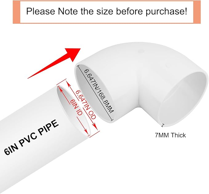 6 Inch 90 Degree Elbow PVC Pipe Fittings 2 Way Right Angle PVC Pipe Fitting, Furniture Build Grade SCH40 (Socket x Socket) 6" PVC Fitting Connectors for DIY PVC Shelf Garden Support Structure
