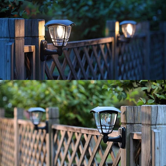 MAGGIFT 2 Pack Solar Powered Wall Lantern, Outdoor 10 Lumen LED Edison Bulb Solar Warm White Lights Wall Sconce with No Wiring Required,Fixture with Wall Mount Kit